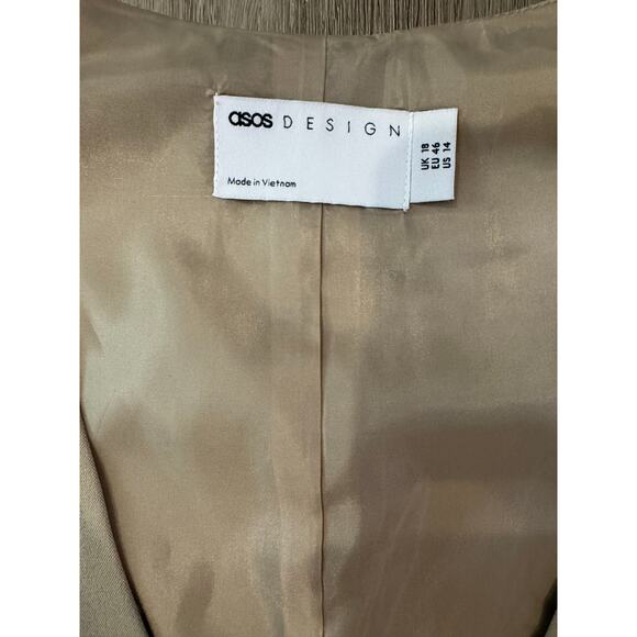 NWT ASOS Design Vest in Neutral Tailored Button Front & Faux Pockets Size US14 - Picture 5 of 6